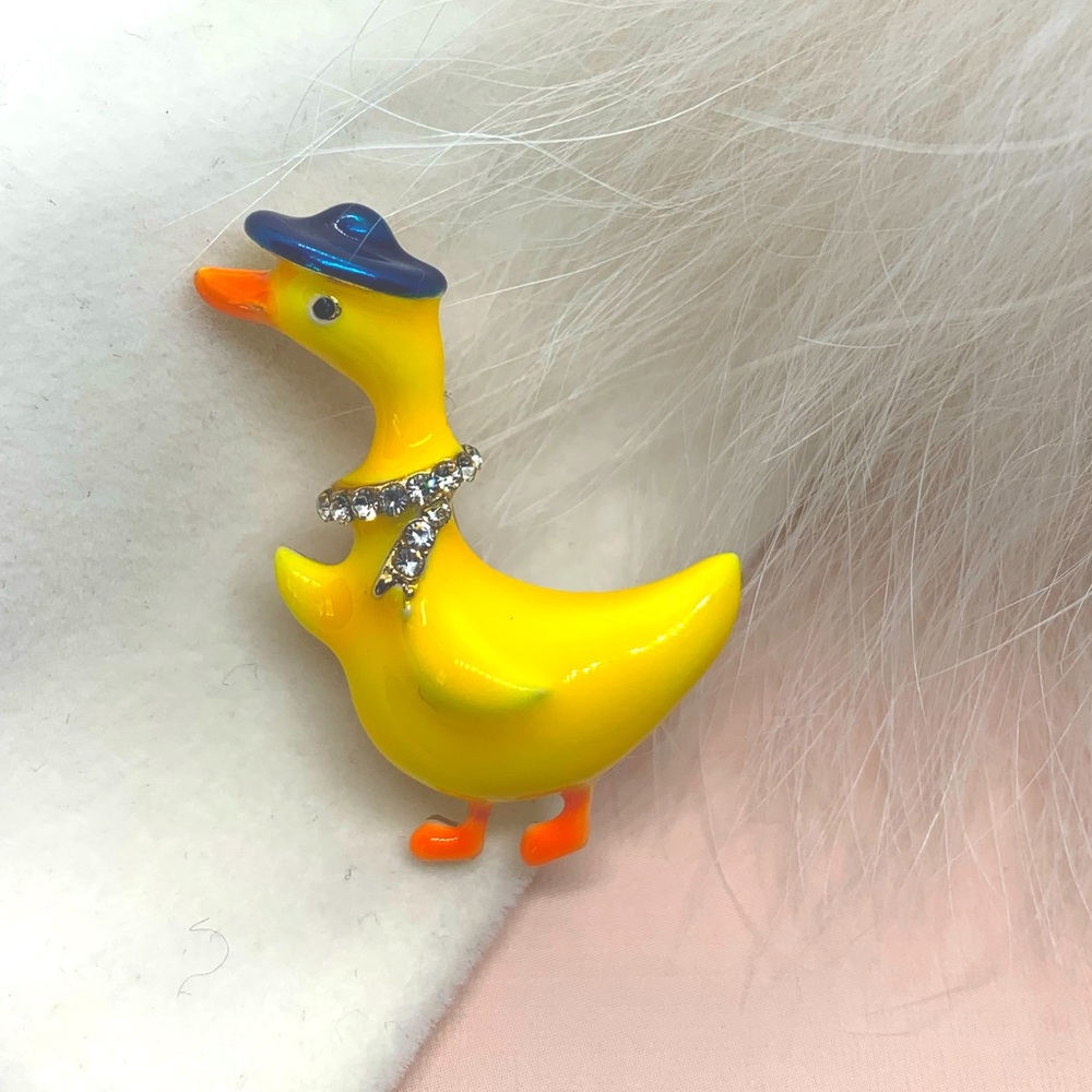 Yellow Enamel Duck Brooch